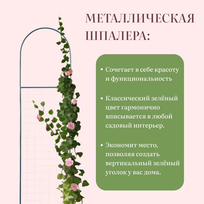 Шпалера, 170×35×1 см, металл, зелёная, «Сетка мини»