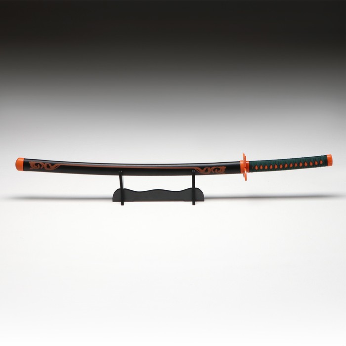 Макет оружия «Сувенирная катана на подставке. Нобу», 104 см, клинок 68 см, рукоять зеленая