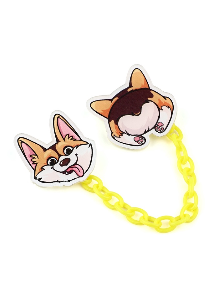 Значки на цепочке «Корги», 13×10 см, набор 2 шт.