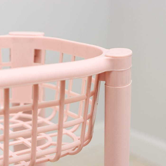 Полка напольная узкая, на колёсиках, 4-х секционная, цвет чайная роза