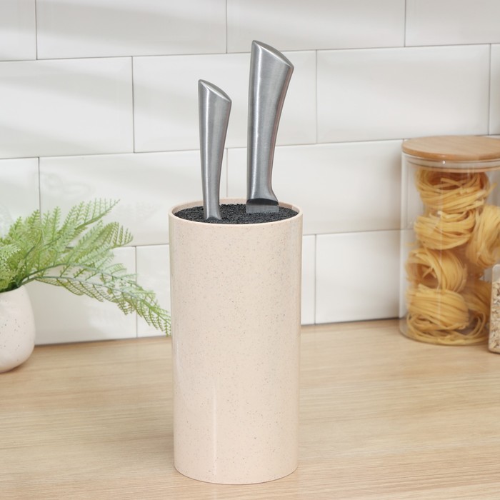 Подставка для ножей с наполнителем Доляна «Нежность», 22×11 см, бежевая