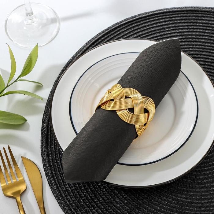 Кольцо для салфетки «Лира», 5×4.5×3.5 см, углеродистая сталь, золотистое