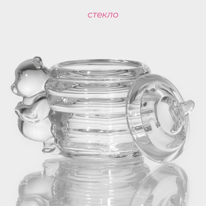 Баночка для мёда и варенья Доляна «Медвежонок», 200 мл, 11.5×9.3 см, стекло, прозрачная