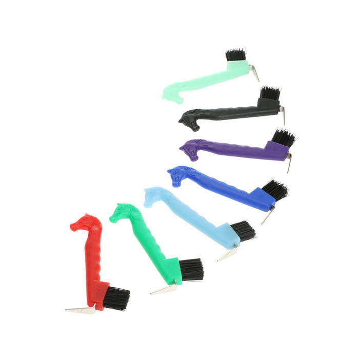 Щётка с крючком для ухода за копытами, пластик, МИКС