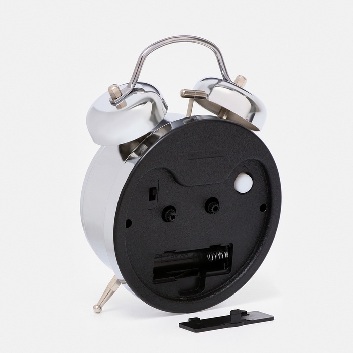 Будильник «Смайл», циферблат d=11.5 см, с подсветкой, от батареек 1хАА, хром