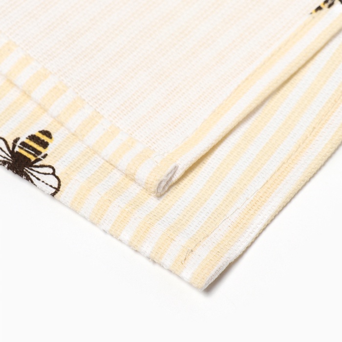 Фартук «Доляна. Пчёлки», белый, 60×70 см, 100% хлопок, рогожка 164 г/м²