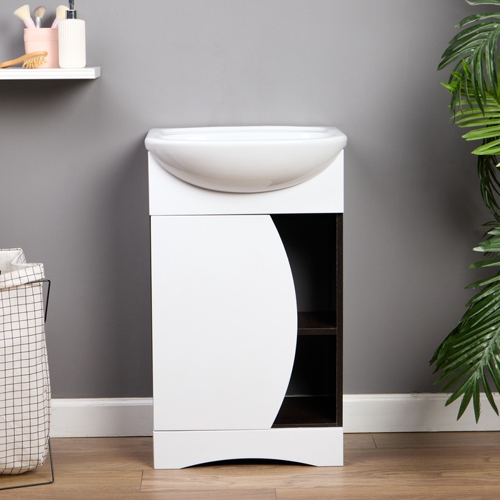 Комплект мебели для ванной: тумба «Каспия», раковина «Элегия», 510×415×840 мм, цвет белый/венге