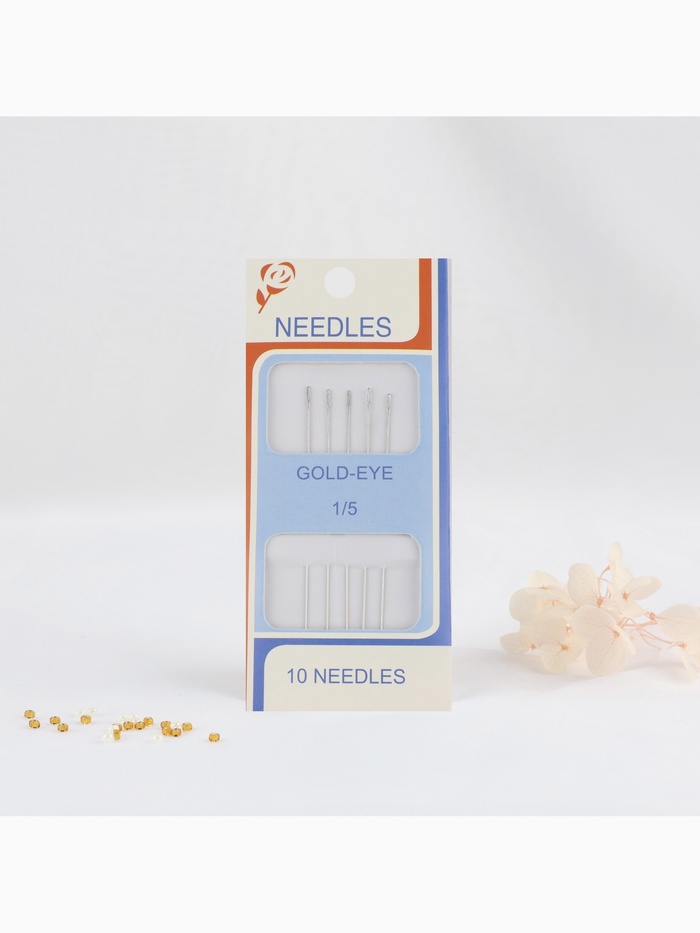 Иглы швейные для бисера, d=0.55 мм, 5.5 см, набор 5 шт.