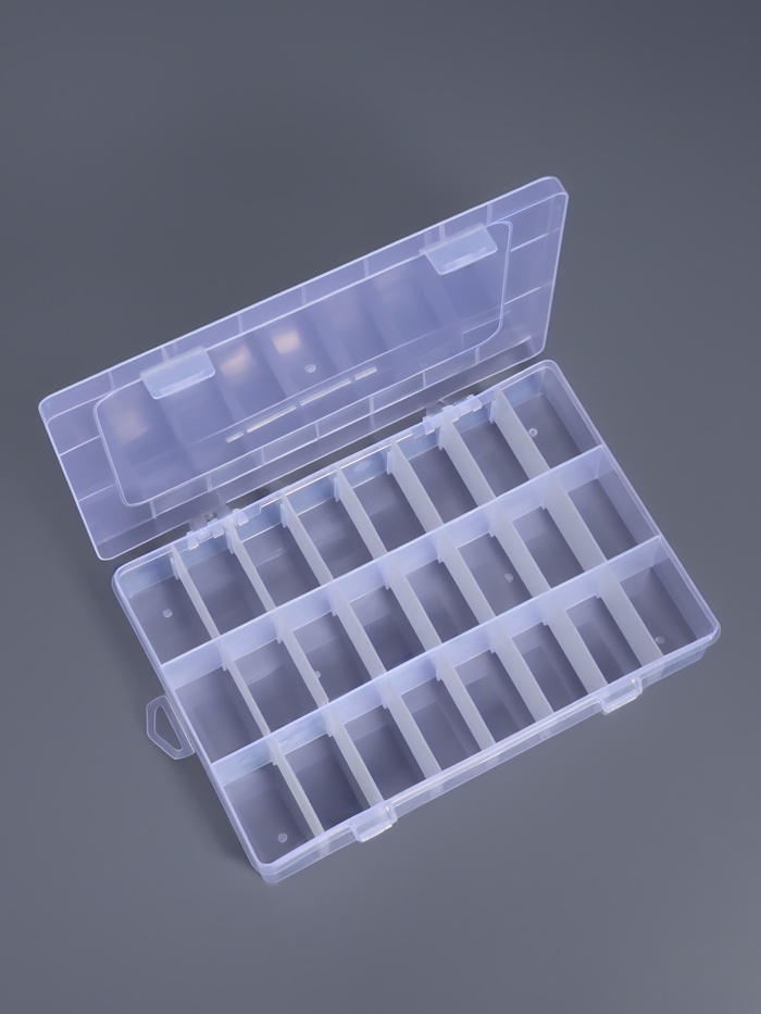 Органайзер для хранения мелочей, передвижные ячейки, 24 ячейки, 19.5×13.5×3.5 см, прозрачный
