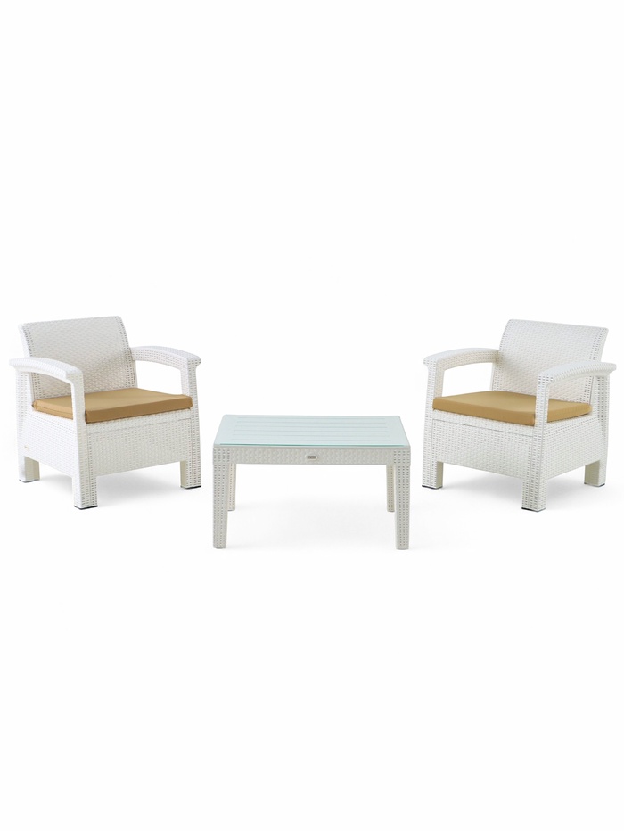 Набор садовой мебели «Калифорния», 3 предмета: 2 кресла, стол, белый
