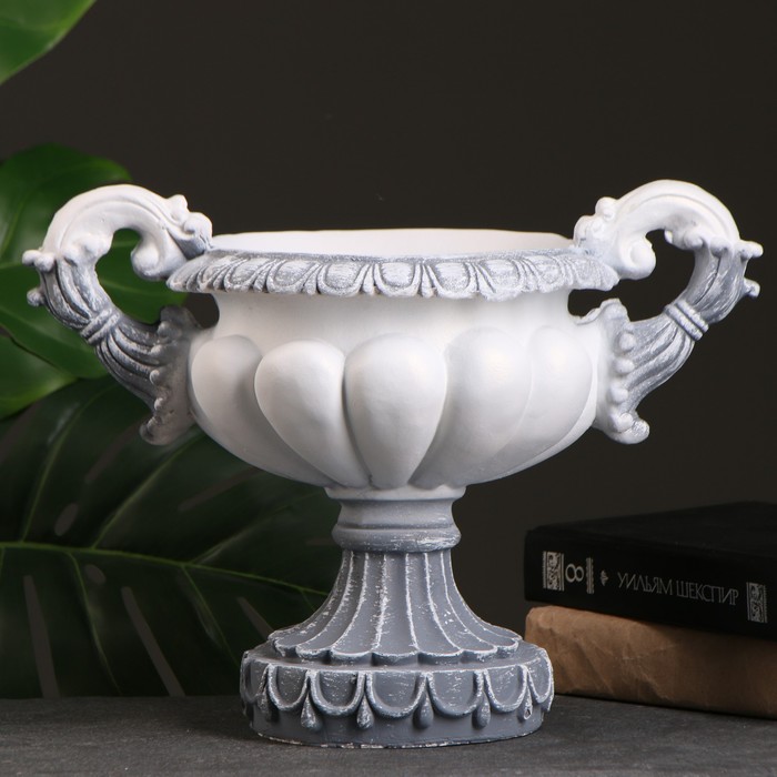 Вазон для цветов «Арабский», 1.3 л, 25×18×20 см, гипс, серый