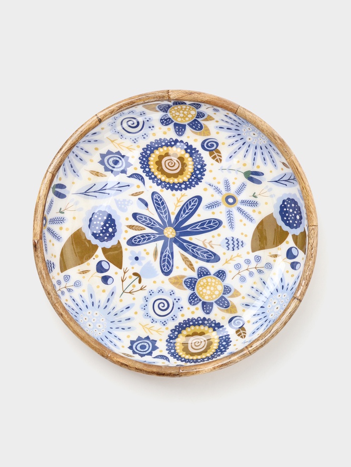 Блюдо «Васильки», 25×25×4.5 см, дерево манго