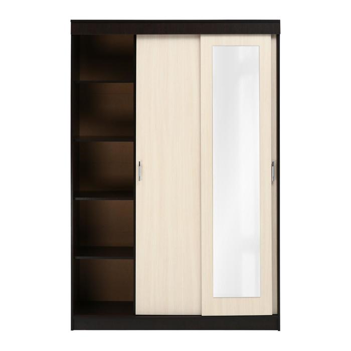 Шкаф – купе «Клик Мебель. Бася», 1400×570×2100 мм, цвет венге/дуб молочный