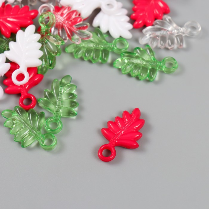 Декор для творчества «Листья. Розовый, зелёный, белый и прозрачный», набор 20 г, 2.2×1.4×0.4 см