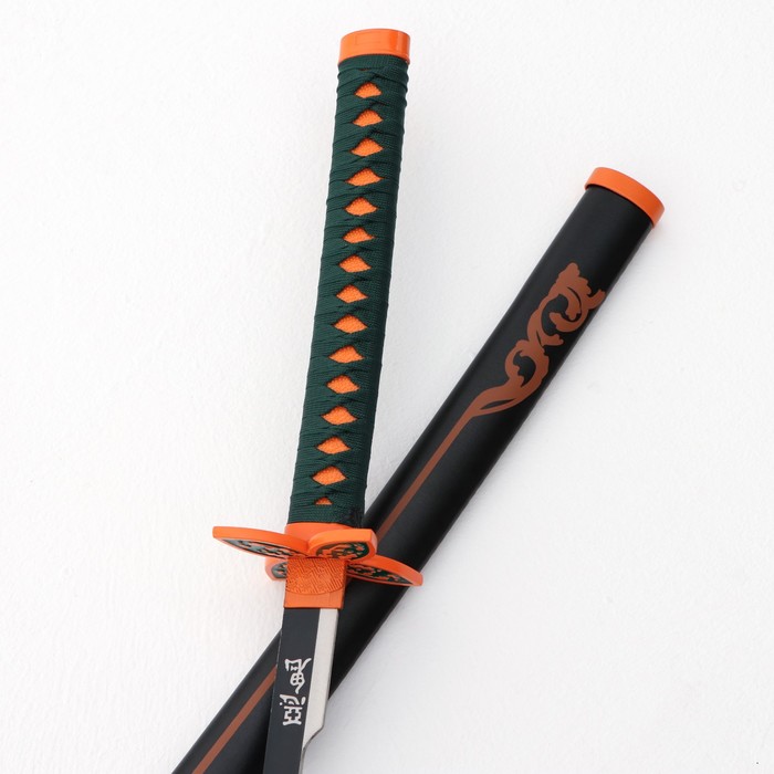 Макет оружия «Сувенирная катана на подставке. Нобу», 104 см, клинок 68 см, рукоять зеленая