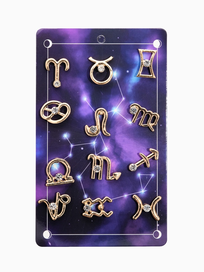 Значок «Знаки зодиака» гороскоп, белый в золоте