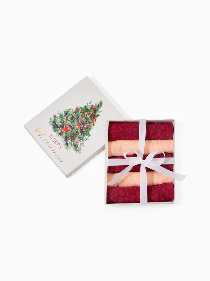 Набор махровых полотенец «Этель» Merry christmas, 30×30 см - 5 шт., 100% хлопок, 340 г/м²