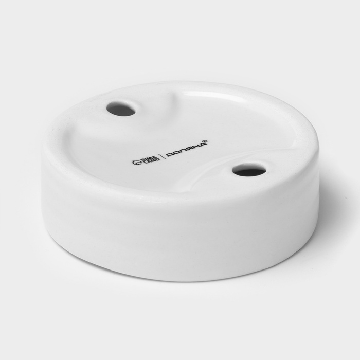 Мыльница керамическая Доляна «Модерн», бело-серая