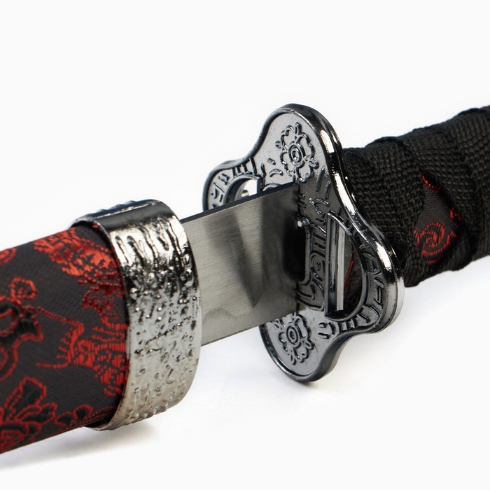 Макет оружия «Сувенирные катаны на подставке 3в1. Драконы красные на чёрном», ножны ткань, 47 см; 70 см; 89 см