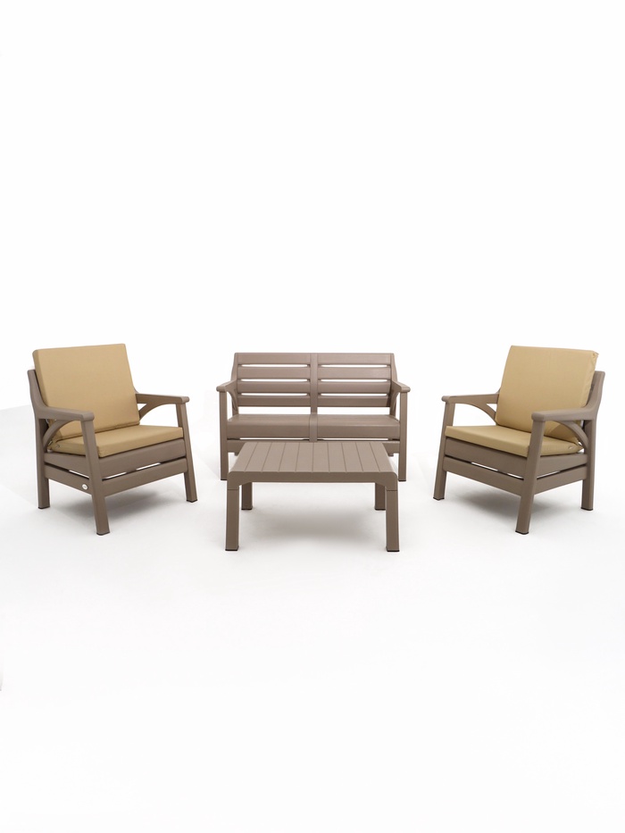 Набор садовой мебели «Евпатория»: 2 кресла, стол, двухместный диван, бежевый
