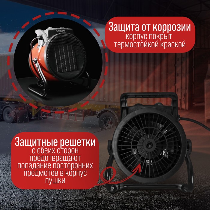 Тепловая пушка ЛОМ, электрическая, 220 В, 1000/2000 Вт, до 60 м², 100 м3/час