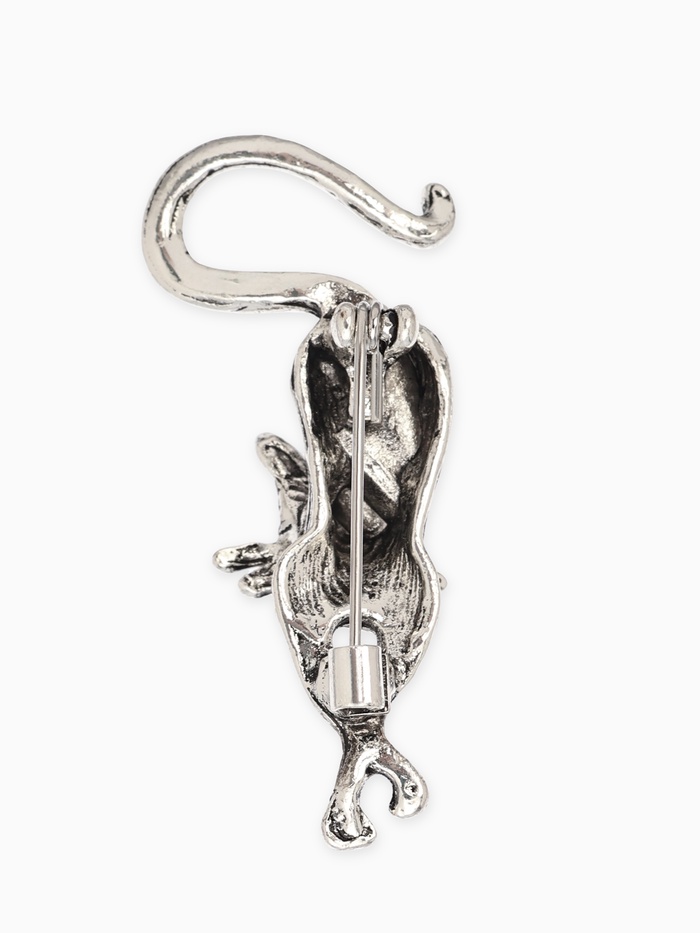 Брошь «Кошка грациозная», цвет зелёный в чернёном серебре