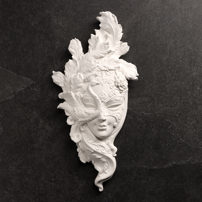 Венецианская маска «Красотка», панно под роспись, гипс, 34 см