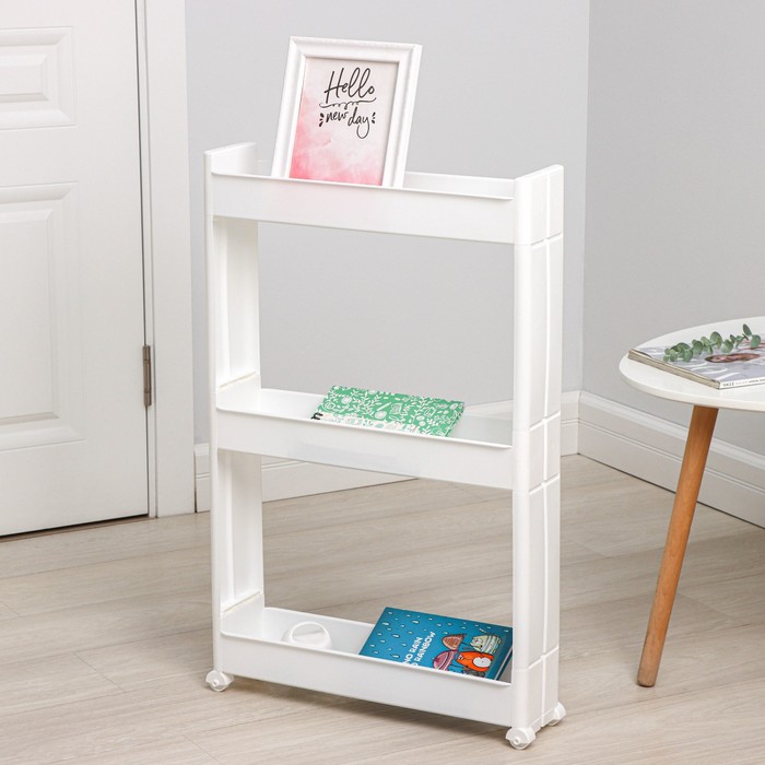 Стойка напольная, 3-х секционная, на колёсиках, белая