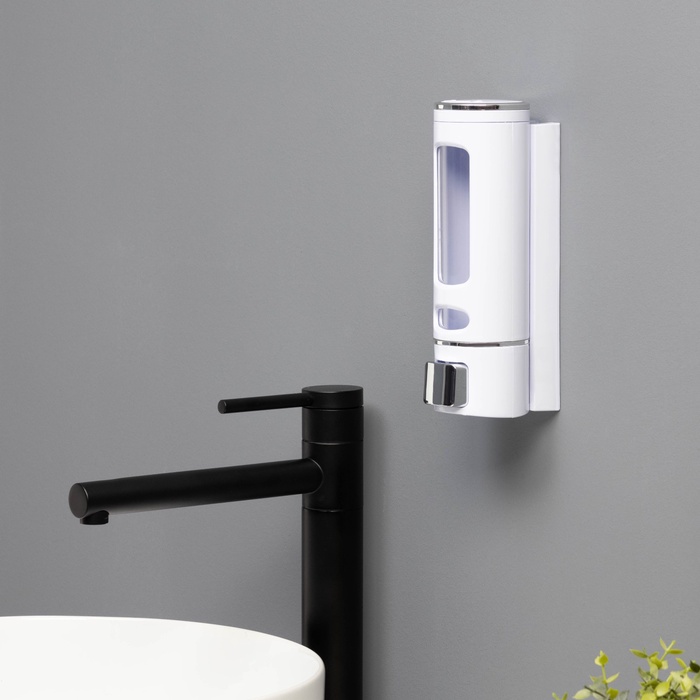 Диспенсер для жидкого мыла SAVANNA, механический, 400 мл, металл, белый