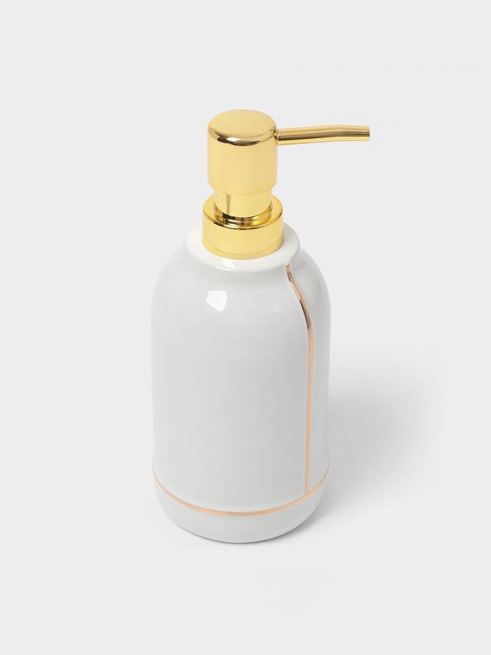 Аксессуары для ванной «Лайн», 4 предмета: дозатор 400 мл, мыльница, 2 стакана, белые