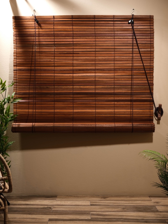 Жалюзи деревянные, 200×150×0.7 см, коричневые