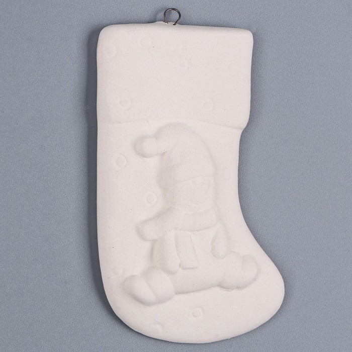 Ёлочная игрушка под роспись «Носочек» с подвесом, кисть