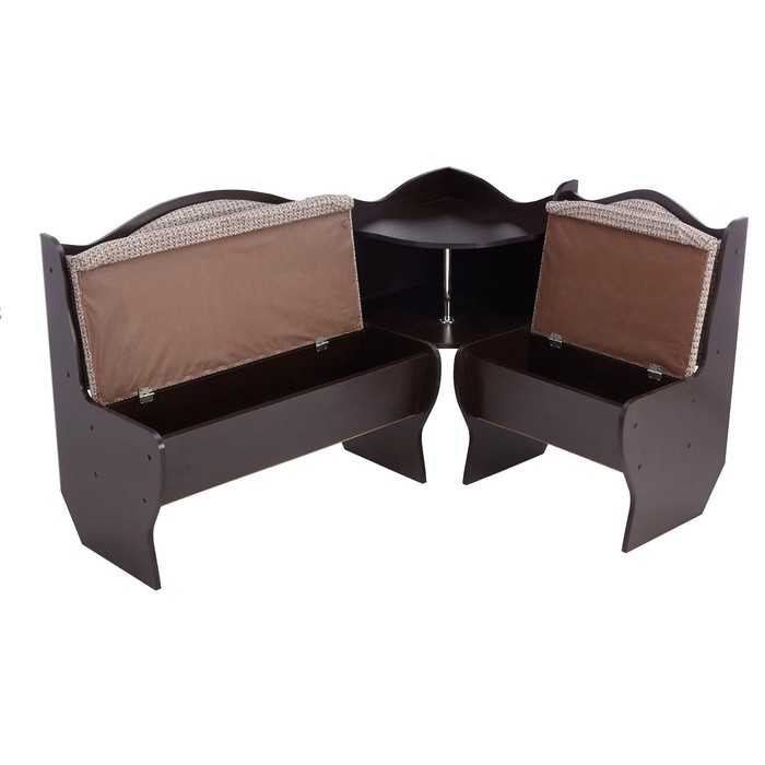 Кухонный уголок «А-1», со столом, с табуретами, цвет венге тёмный/рогожка тёмная