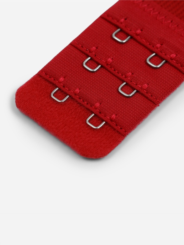 Застёжка для бюстгальтера, удлинитель, 3 ряда 2 крючка, 3.2×10.5 см, 5 шт., бордовая