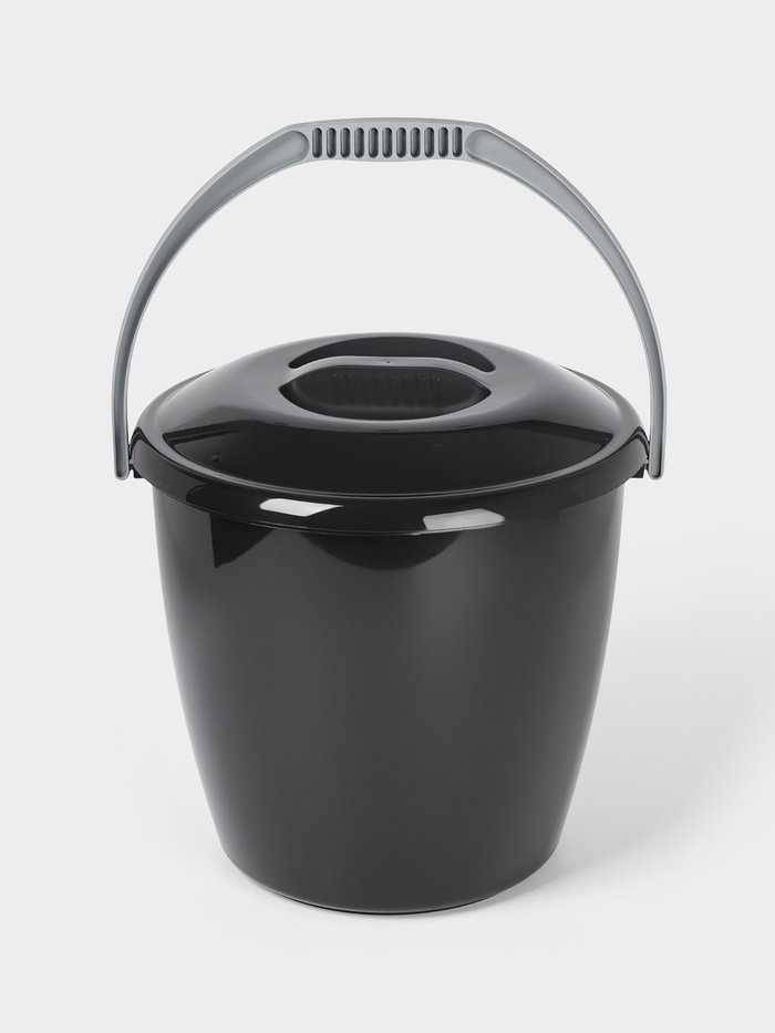 Ведро с крышкой «Удачное», 10 л, пластик, чёрное