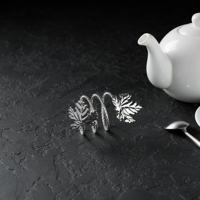 Кольцо для салфетки «Лист», 10×4.5 см, железо, серебристое