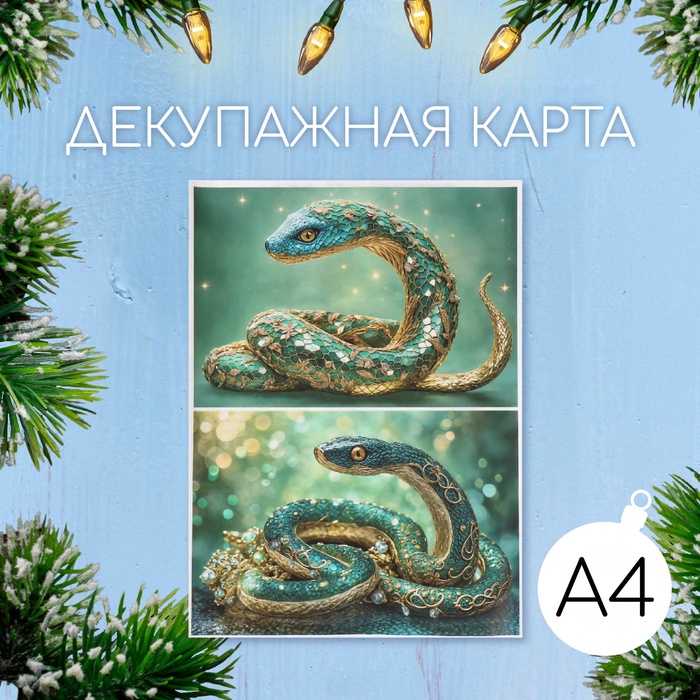 Декупажная карта «Драгоценная змея», плотность 45 г/м², формат А4