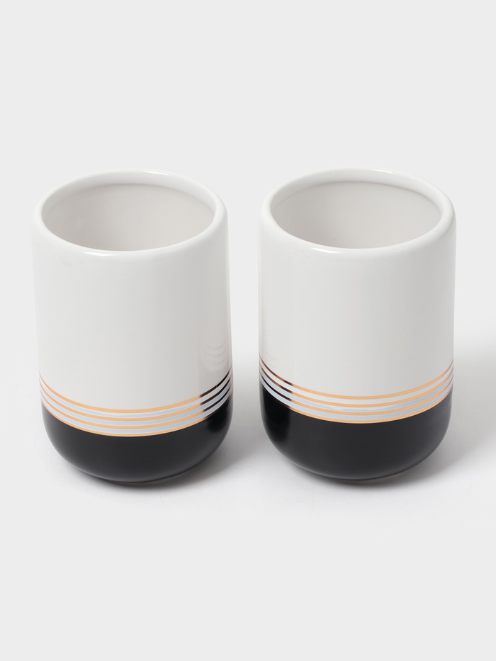 Аксессуары для ванной «Лили», 4 предмета: дозатор 300 мл, мыльница, 2 стакана, бело-чёрные