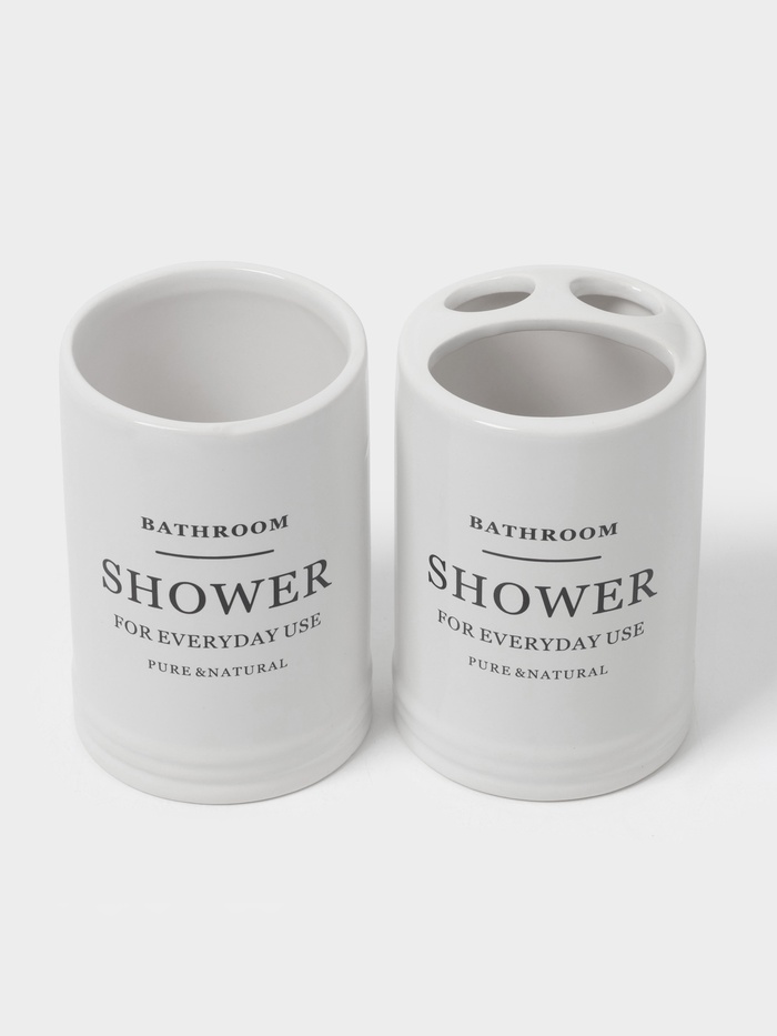 Аксессуары для ванной «Лофт», 4 предмета, мыльница, дозатор для мыла 440 мл, 2 стакана 320 мл, белые