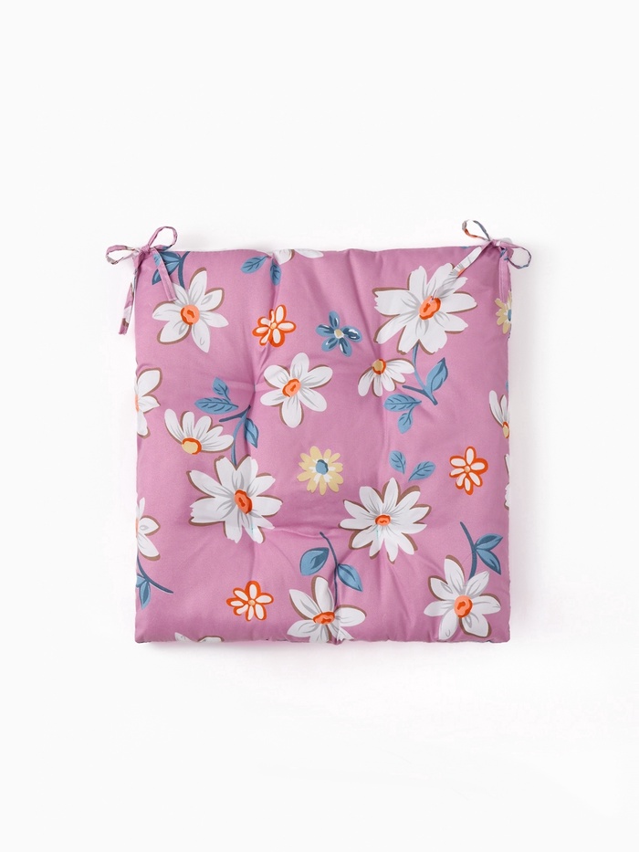 Подушка на стул «Этель. Цветы», 40×40 см, сиреневая