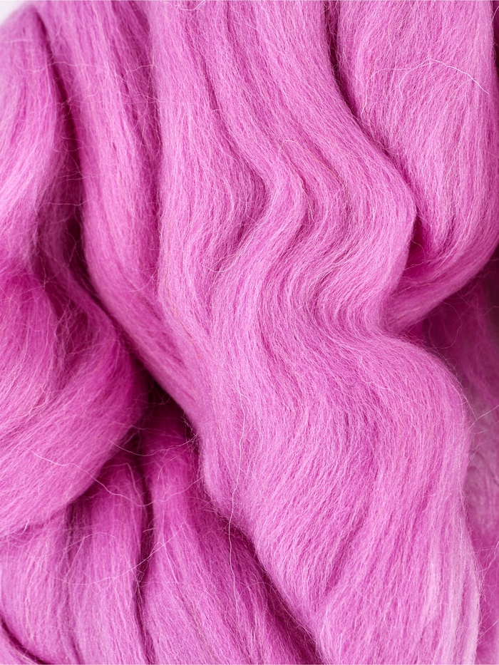 Шерсть для валяния 100% полутонкая шерсть 50 гр (058, сирень)