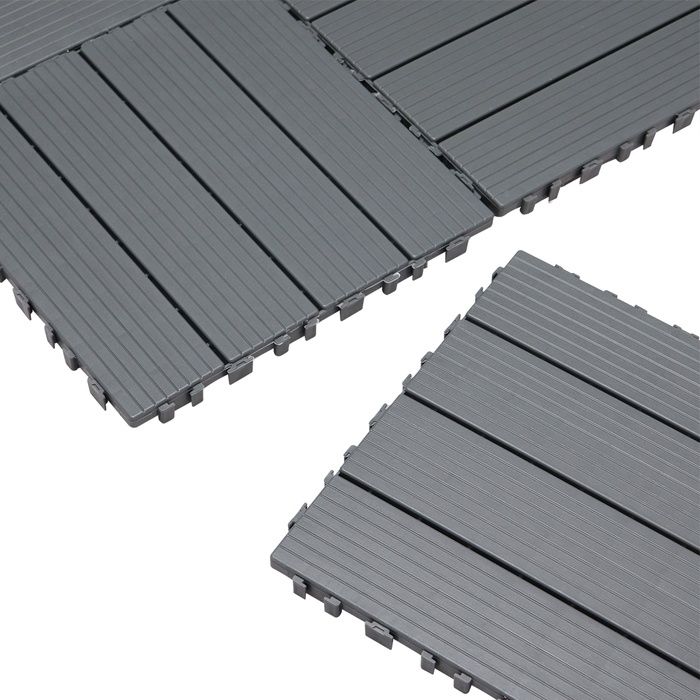 Плитка садовая, 30×30×2 см, пластик, набор 10 шт., серая