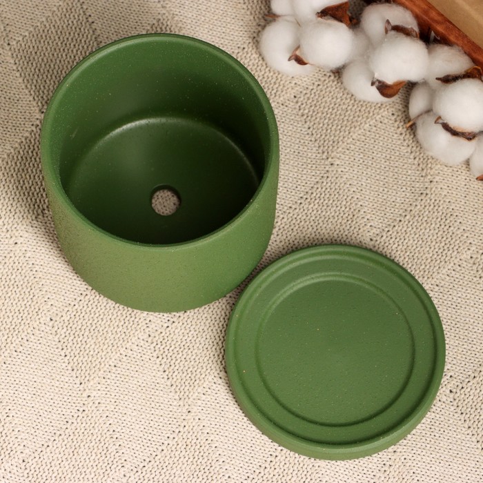 Горшок для цветов «Мина», 11×11×10 см, керамический, с поддоном, зелёный