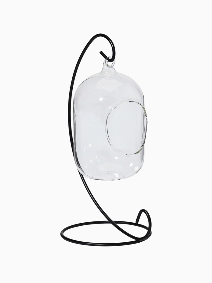 Флорариум «Цилиндр», на подвесе, 12×8 см, h=23 см, стекло, прозрачный, чёрный