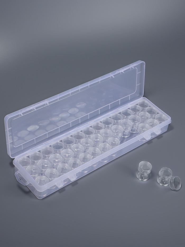 Органайзер для хранения мелочей, 39 баночек, в контейнере, 35×9×3.8 см, прозрачный