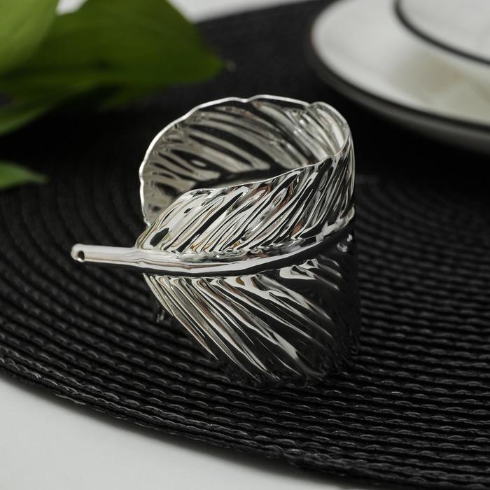 Кольцо для салфетки «Лист», 6.5×4.5×5 см, железо, серебристое