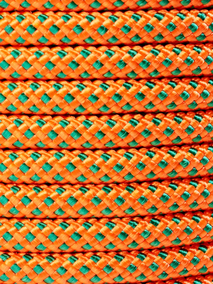Веревка страховочно-спасательная Climb 32 прядная, зелено-оранжевая, d=8 мм, 50 м