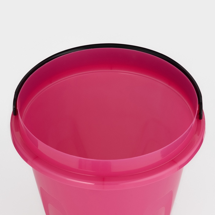 Ведро с крышкой «Лайт», 5 л, d=23.4 см, h=24 см, пластик, розовое