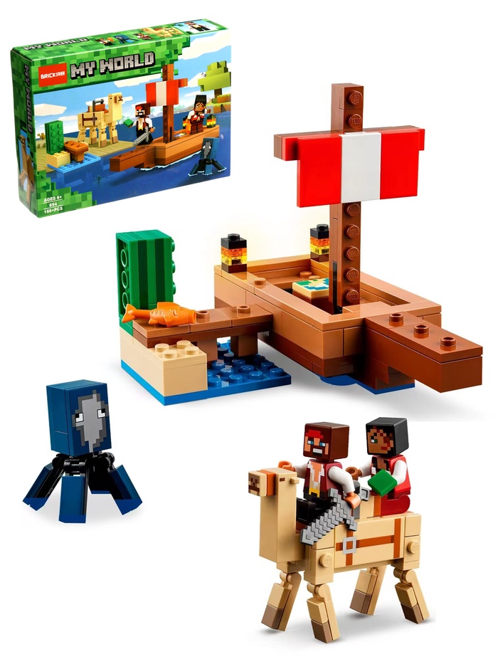 Конструктор блочный «Мой Мир. Путешествие пиратского корабля» Brick, 166 деталей