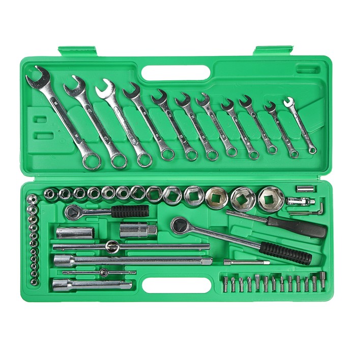 Набор инструментов в кейсе ТУНДРА, автомобильный, 1/2" и 1/4", 63 предмета